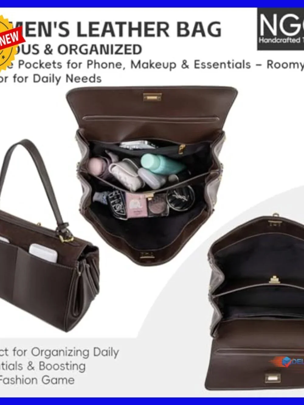 Large Suede Leather Tote Bag Adjustable Strap Work Travel Satchel